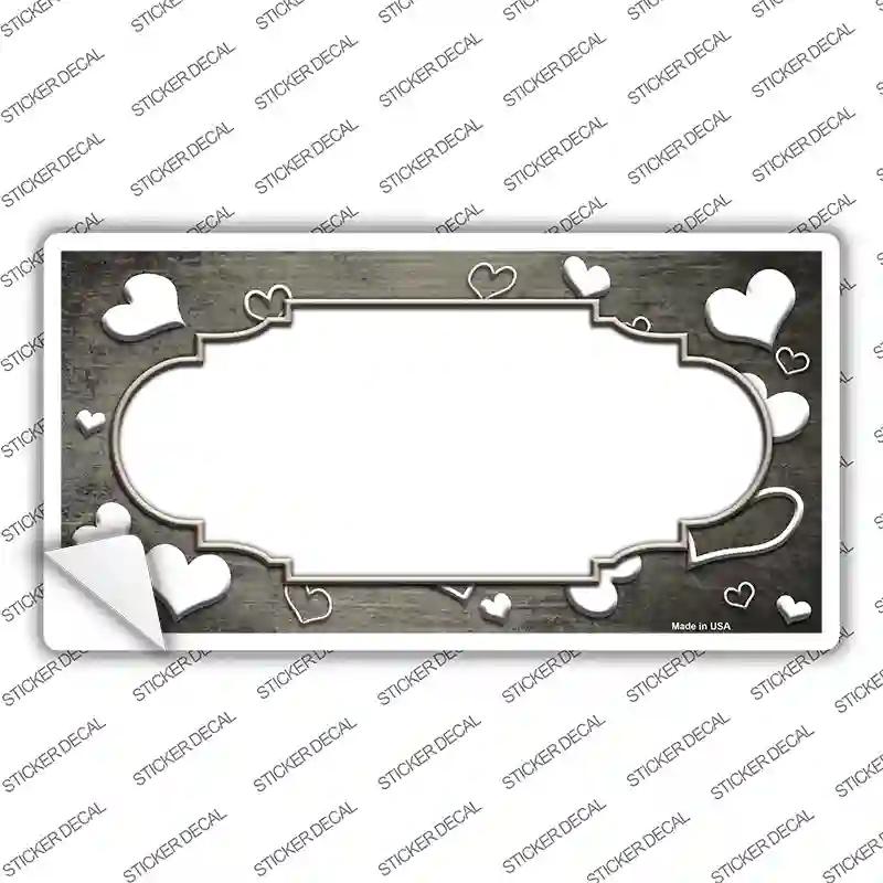 Tan White Love Scallop Oil Rubbed Novelty Sticker Decal
