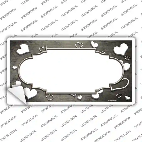Tan White Love Scallop Oil Rubbed Novelty Sticker Decal