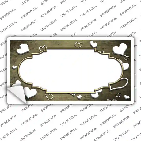 Gold White Love Scallop Oil Rubbed Novelty Sticker Decal