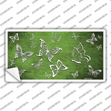 Lime Green White Butterfly Oil Rubbed Novelty Sticker Decal