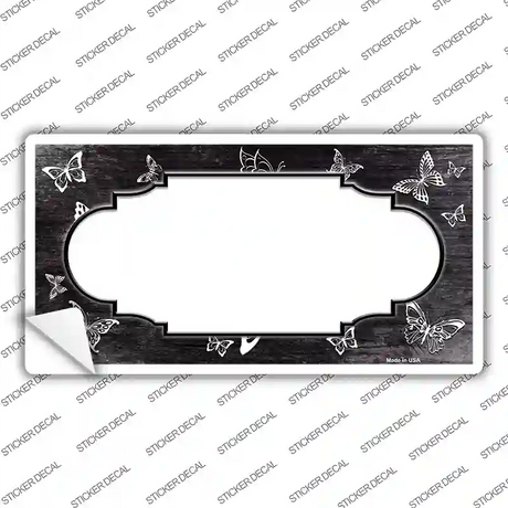 Black White Scallop Butterfly Oil Rubbed Novelty Sticker Decal