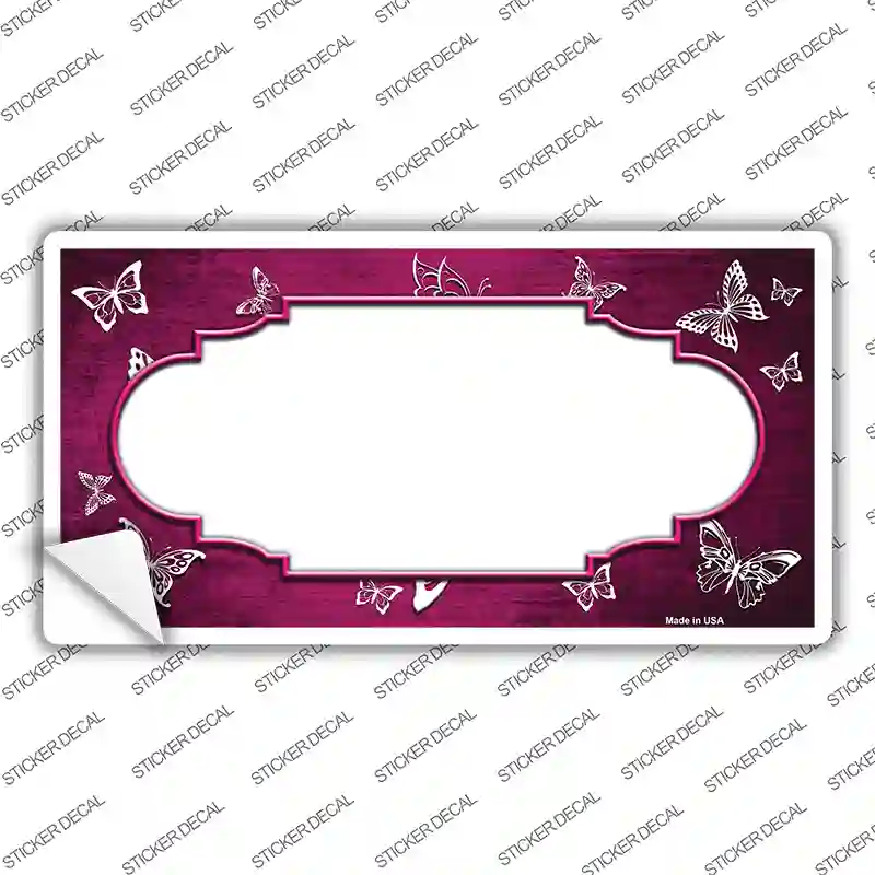 Pink White Scallop Butterfly Oil Rubbed Novelty Sticker Decal