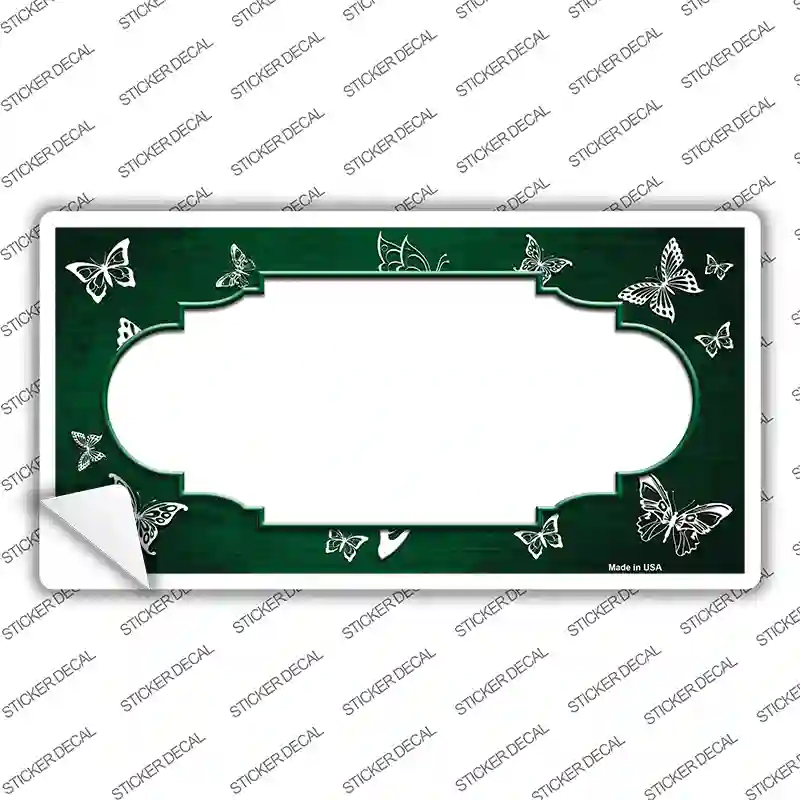 Green White Scallop Butterfly Oil Rubbed Novelty Sticker Decal