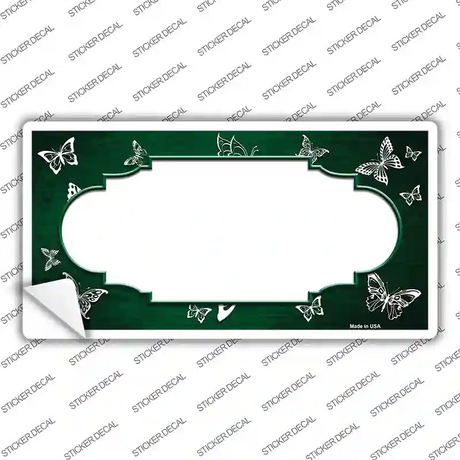 Green White Scallop Butterfly Oil Rubbed Novelty Sticker Decal