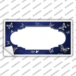 Blue White Scallop Butterfly Oil Rubbed Novelty Sticker Decal