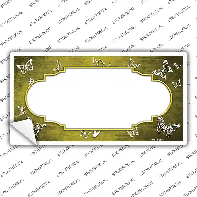 Yellow White Scallop Butterfly Oil Rubbed Novelty Sticker Decal