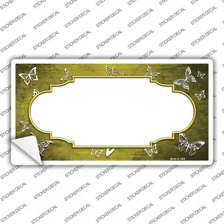 Yellow White Scallop Butterfly Oil Rubbed Novelty Sticker Decal