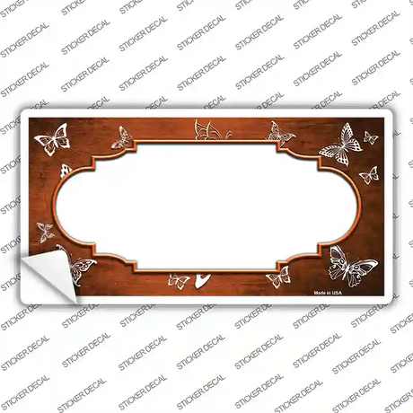 Orange White Scallop Butterfly Oil Rubbed Novelty Sticker Decal