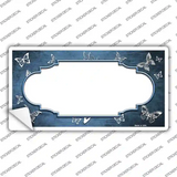 Light Blue White Scallop Butterfly Oil Rubbed Novelty Sticker Decal