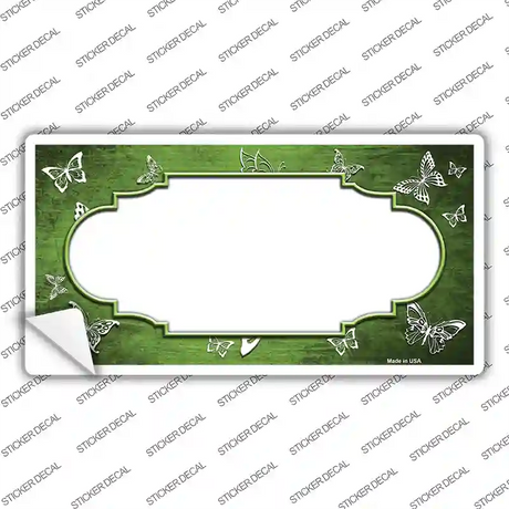 Lime Green White Scallop Butterfly Oil Rubbed Novelty Sticker Decal