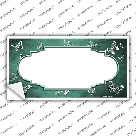 Mint White Scallop Butterfly Oil Rubbed Novelty Sticker Decal