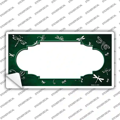 Green White Dragonfly Scallop Oil Rubbed Novelty Sticker Decal