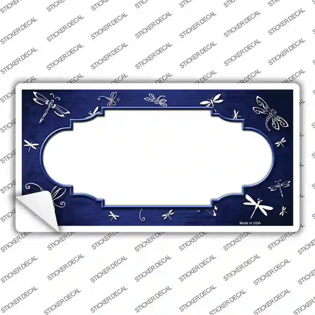 Blue White Dragonfly Scallop Oil Rubbed Novelty Sticker Decal