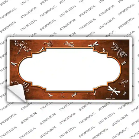 Orange White Dragonfly Scallop Oil Rubbed Novelty Sticker Decal