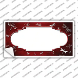Red White Dragonfly Scallop Oil Rubbed Novelty Sticker Decal