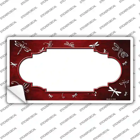 Red White Dragonfly Scallop Oil Rubbed Novelty Sticker Decal