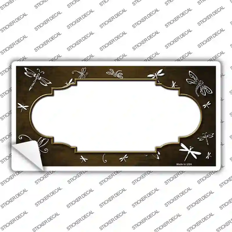 Brown White Dragonfly Scallop Oil Rubbed Novelty Sticker Decal