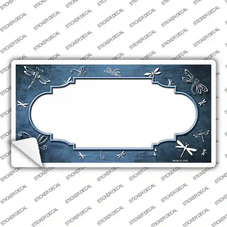 Light Blue White Dragonfly Scallop Oil Rubbed Novelty Sticker Decal