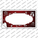 Red White Owl Scallop Oil Rubbed Novelty Sticker Decal