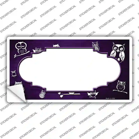 Purple White Owl Scallop Oil Rubbed Novelty Sticker Decal
