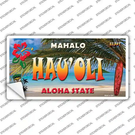 Hau oli Hawaii State Novelty Sticker Decal Small