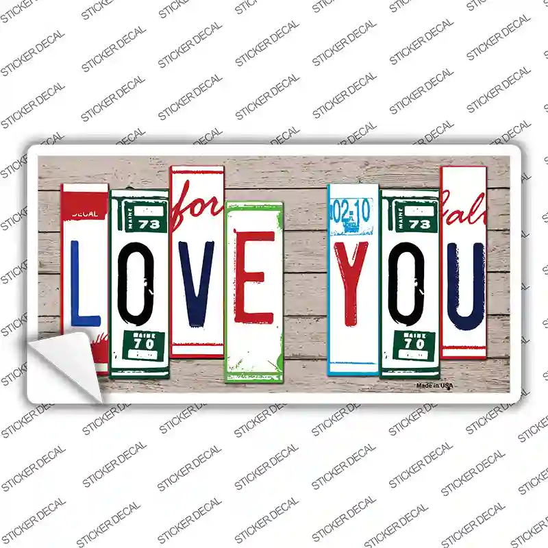 Love You Art Wood Novelty Sticker Decal