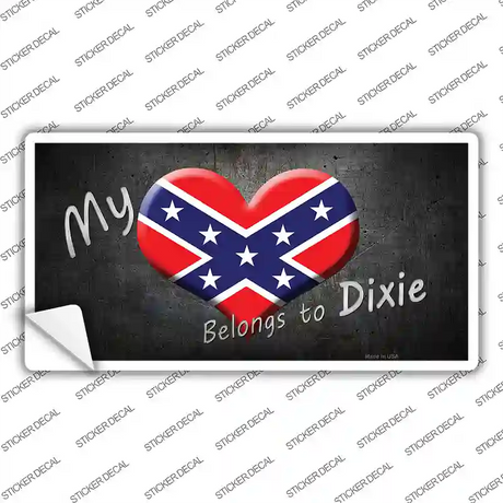 Heart Belongs To Dixie Novelty Sticker Decal Small