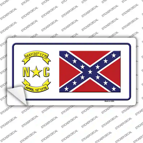 Confederate Flag North Carolina Novelty Sticker Decal Small