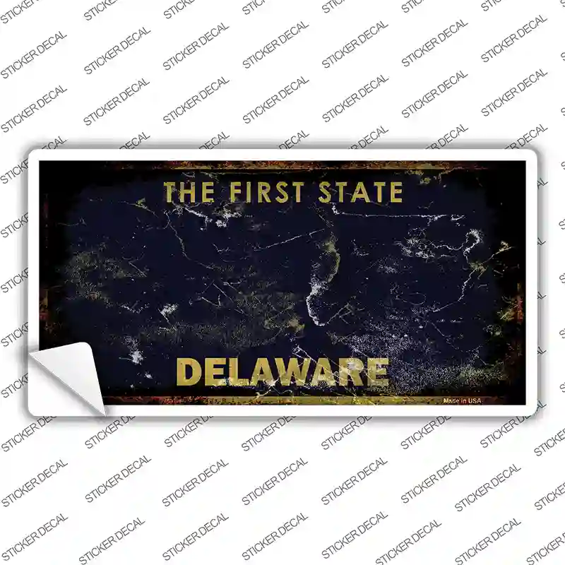 Delaware State Rusty Novelty Sticker Decal Small