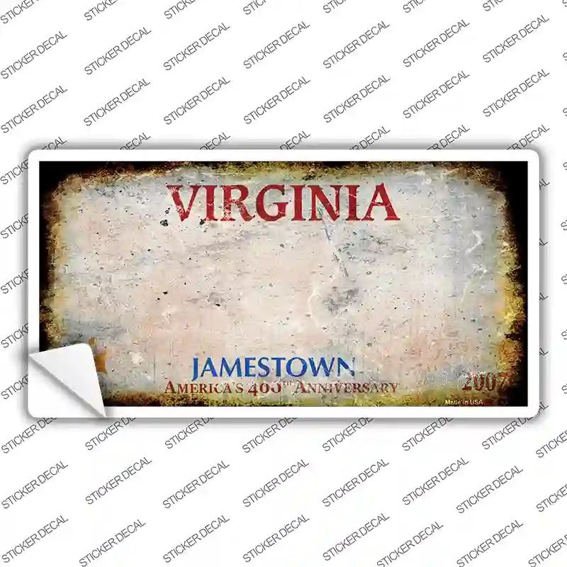 Virginia State Rusty Novelty Sticker Decal Small