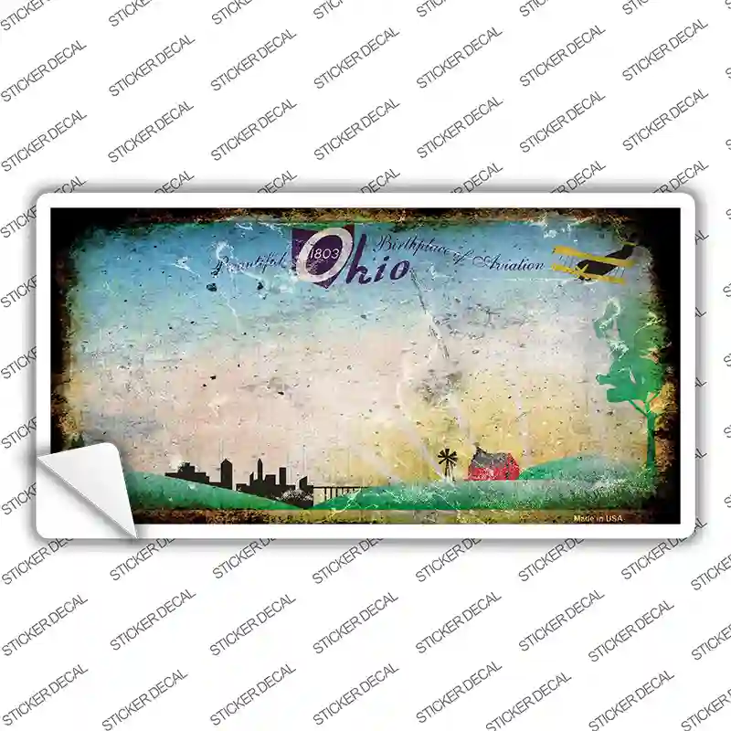 Ohio State Rusty Background Novelty Sticker Decal