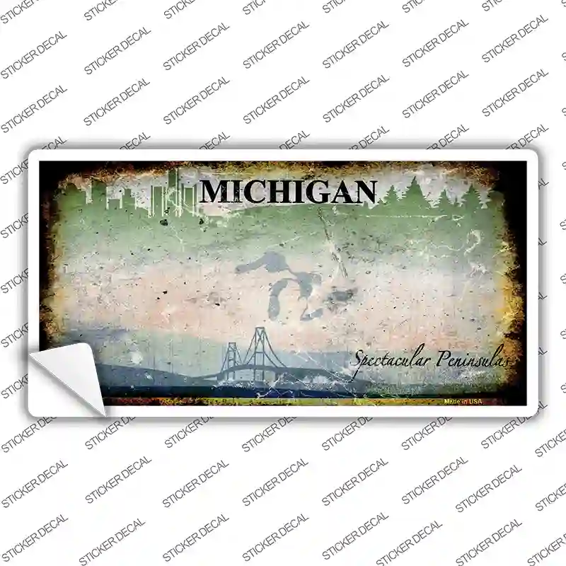 Michigan State Rusty Background Novelty Sticker Decal Small