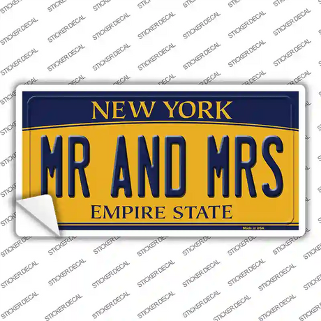 Mr and Mrs New York Novelty Sticker Decal Small