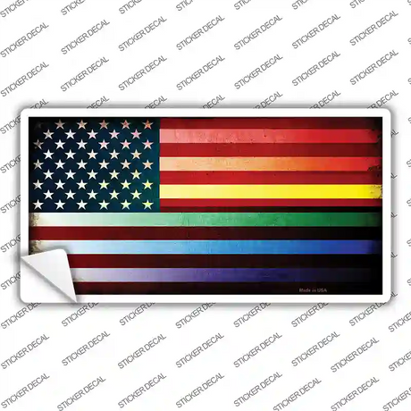 American Flag Rainbow Novelty Sticker Decal Small