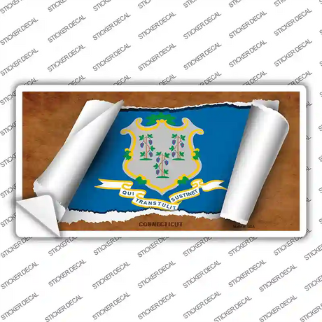 Connecticut Flag Scroll Novelty Sticker Decal Small