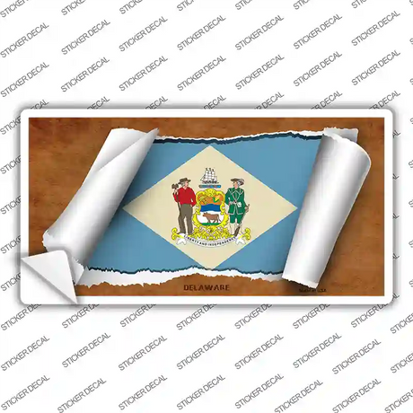 Delaware Flag Scroll Novelty Sticker Decal Small