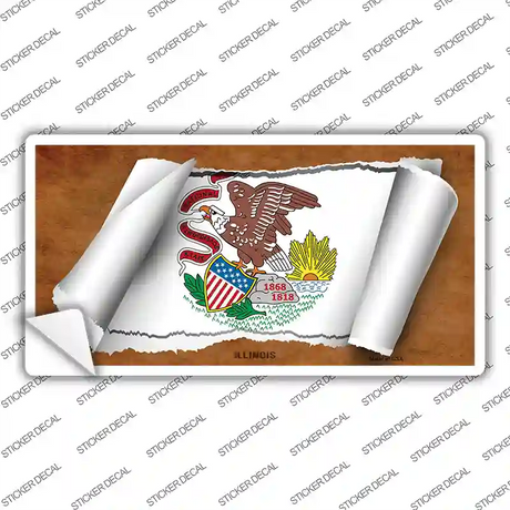 Illinois Flag Scroll Novelty Sticker Decal Small