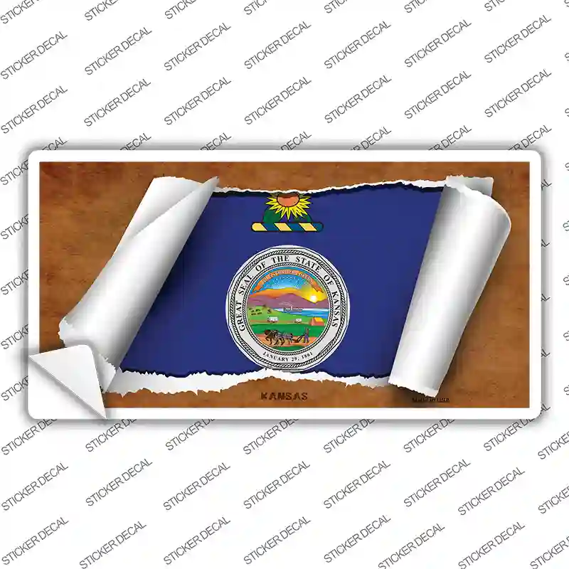 Kansas Flag Scroll Novelty Sticker Decal Small