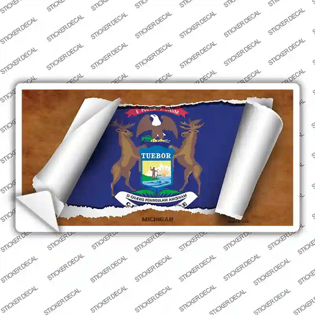 Michigan Flag Scroll Novelty Sticker Decal Small