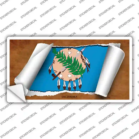 Oklahoma Flag Scroll Novelty Sticker Decal Small