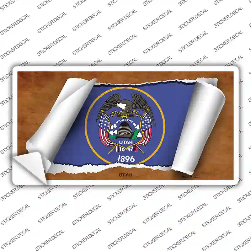 Utah Flag Scroll Novelty Sticker Decal Small