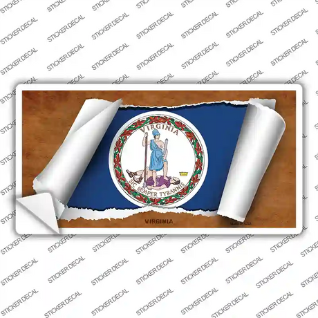 Virginia Flag Scroll Novelty Sticker Decal Small