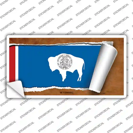 Wyoming Flag Scroll Novelty Sticker Decal Small