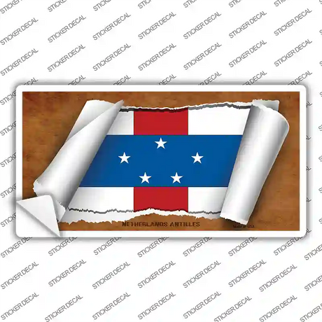 Netherlands Antilles Flag Scroll Novelty Sticker Decal
