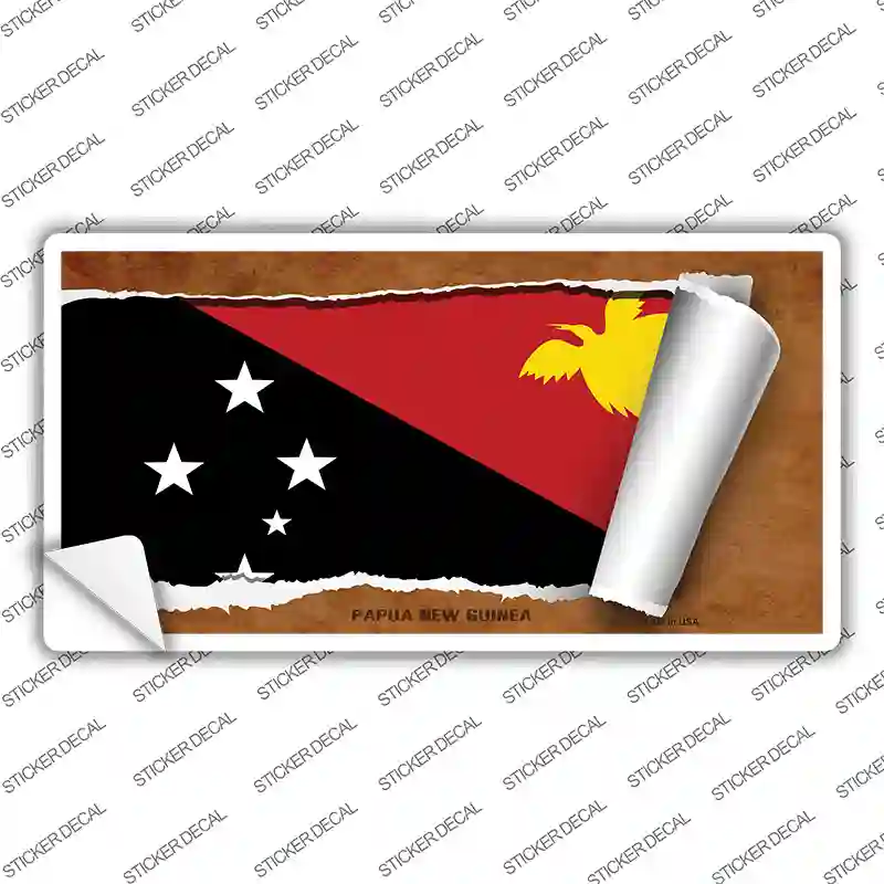 Papua New Guinea Flag Scroll Novelty Sticker Decal Small