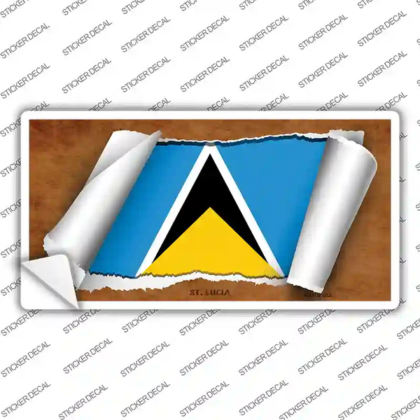 St Lucia Flag Scroll Novelty Sticker Decal | Smart Blonde