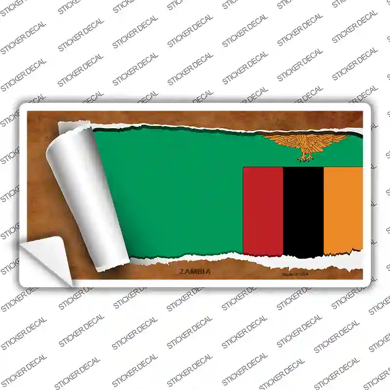 Zambia Flag Scroll Novelty Sticker Decal