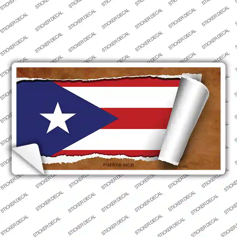 Puerto Rico Flag Scroll Novelty Sticker Decal | Smart Blonde