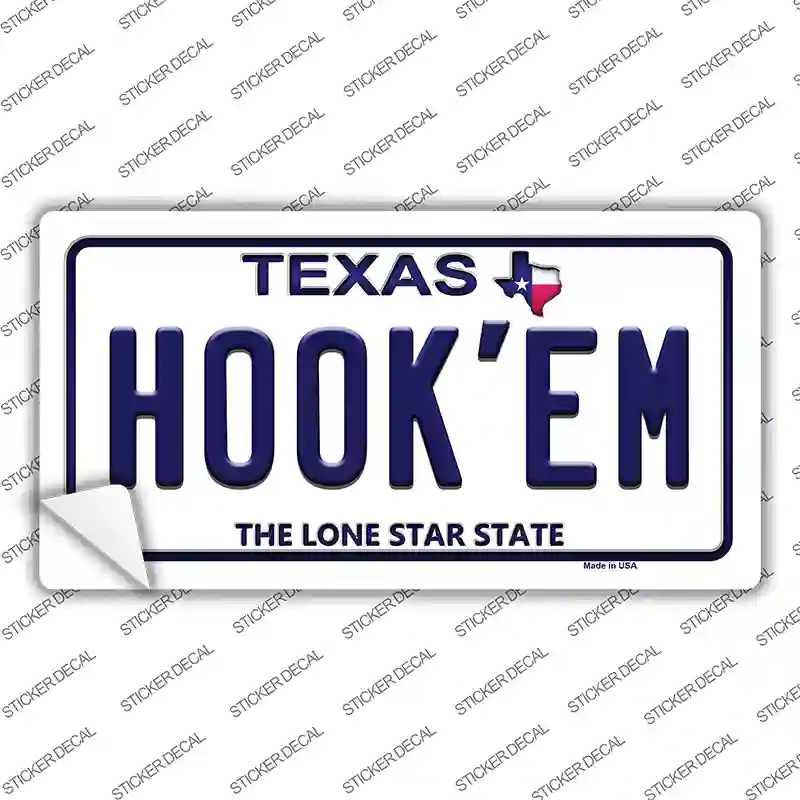 Hookem Texas Novelty Sticker Decal Small