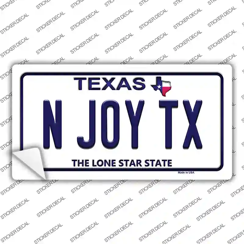 N Joy TX Texas Novelty Sticker Decal